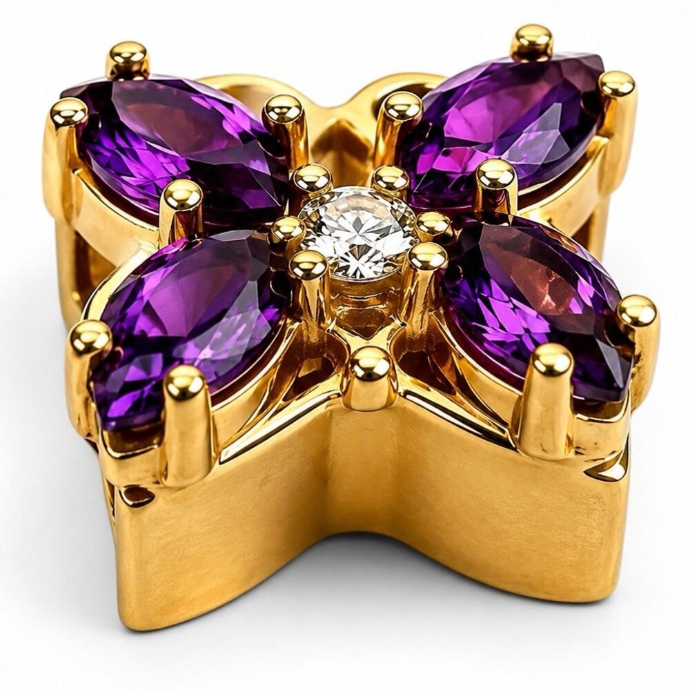 Richard Klein 14K Gold Butterfly Amethyst Slide Charm Hidden Bail 2.86g - Picture 6 of 9